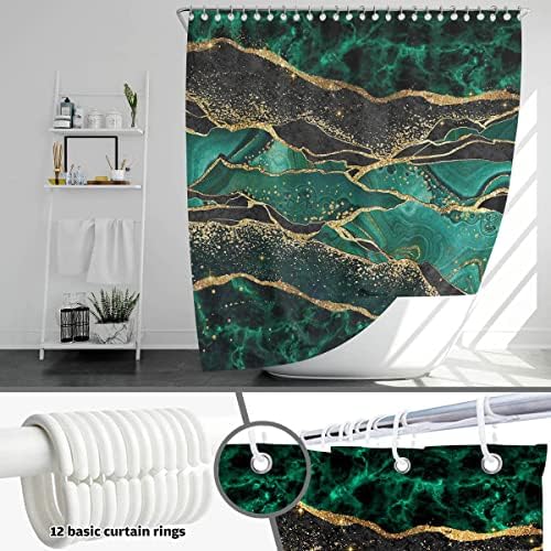 Mocsicka Green Mramorna zavoja za tuširanje zelena zlatna tuš za tuširanje za kupatilo Moderna luksuzna vodootporna tkanina zastor