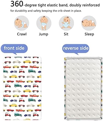 Opremljeni mini listovi sa rasadnicima, prenosivi mini listovi krevetića meki i prozračni krevet za bebe-bebe za dječake, 24 x38,