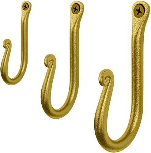 Zladna zlatna J kuka - kovano željezo ukrasne zidne kuke za viseće - ručno izrađeni klasični zidni nosači zlatni kaputi - ručnik za