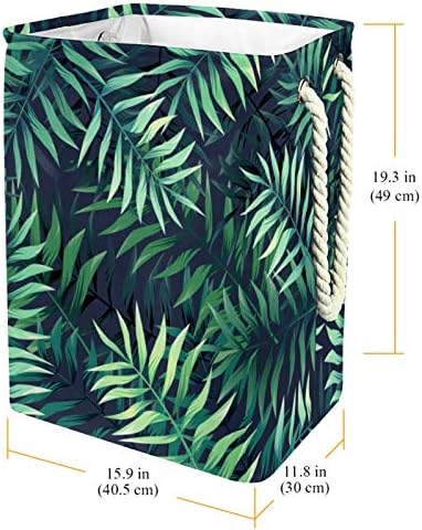 Inhomer zeleni Tropski listovi uzorak-01 velika korpa za veš vodootporna sklopiva korpa za veš za Organizator igračaka za odeću, kućni