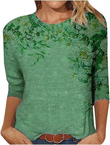 Žene ljetne majice Pamuk smiješni novitetni gradijent tiskani vrhovi 3/4 rukava klasična ombre bluza Crewneck Tees