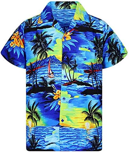Muška ležerna Havaji Print Plaža Tee Majica Kratki rukav Brza suha majica Okretajte COLLAR dugme Top bluza M-3XL