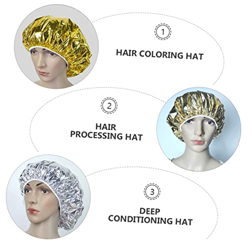 Fomiyes 5pcs Frizerski izolacioni šeširi za žene Ženske ženske tuš kape za žene Curly Hair Hat Foil CAPS aluminijumske folije, srebrna