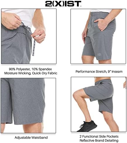 2ist muške aktivne kratke hlače, 9 inčni unutrašnji šav Atletski Kratki spoj visokih performansi za muškarce s džepovima