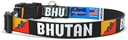 Ovratnik za pse | Bhutan zastava i ime | Izvrsno za nacionalne praznike, posebne događaje, festivale, parade i svaki dan koriste jak