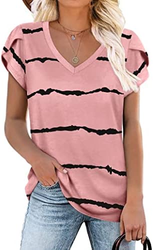 CATHY ljetne ženske Casual majice V-izrez kratki rukavi vrhovi Tee elastična udobna osnovna bluza slatka