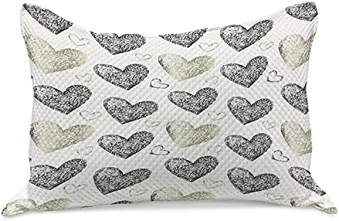 Dan pletenog prekrivača AMBESONNE Pletena, modernog dizajna nacrtani klizali su srčani motivi, standardni poklopac jastuka od kraljeve