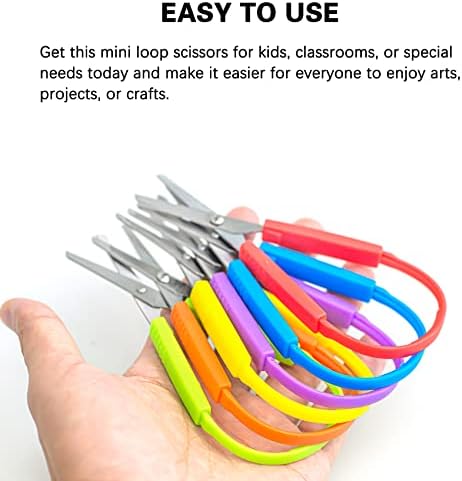 3-Pack Mini Loop makaze Muitiple boje lako otvaranje ručke za stiskanje makaze za držanje Samootvarajući prilagodljivi dizajn za posebne