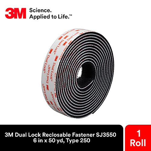 3m Dual Lock Reclosable pričvršćivač SJ3550, tip 250, 1 rola, crna, 6 u x 50 m, industrijska upotreba, temperatura, vlaga, otporna
