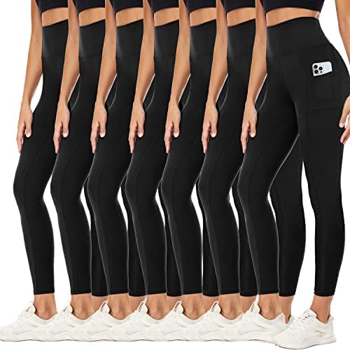 Yolix 7 pakovanje gamaše visokih struka za žene, crne meke vježbanje atletske joge gamaše