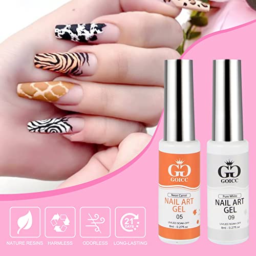 Nail Art Set lakova Gel Liner Nail Art Kit za dizajn noktiju poljski Gel Art boja za nokte 12 Boja Crno bijela crvena svjetlucava