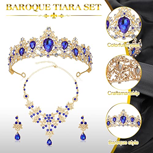 Barokni Svadbeni nakit Set 3 komada Tiara naušnice ogrlica Svadbeni nakit Set vjenčani vještački dijamant Kristalna Tiara kruna traka