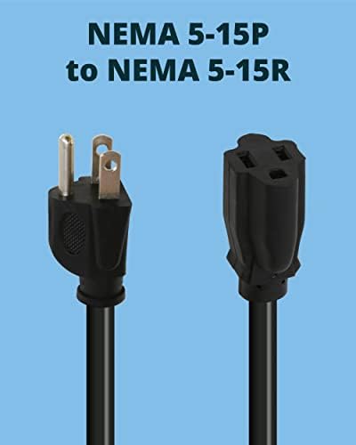 Lightkiwi 1FT dodatni kabel, 6-pakovanje, 14AWG SJTW kratki produžni kabel, 15A 125V 1875W, 3 PRONG POWER CORD, NEMA 5-15P TO NEMA