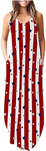 Panoegsn američka zastava maxi haljine ženske haljine bez rukava 4. jula Dan nezavisnosti Dress Summer casual sandress