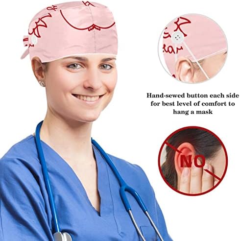 Podesiva radna kapa s tipkom pamuk pamuk Slijedite poklopac hirurga snova za žene