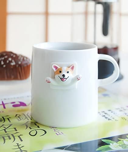 SHANYANTAOCI Corgi keramička šolja za kafu slatka i smiješna, 10 oz mala keramička šolja za kapućino i Latte, Kawaii šolja za kafu