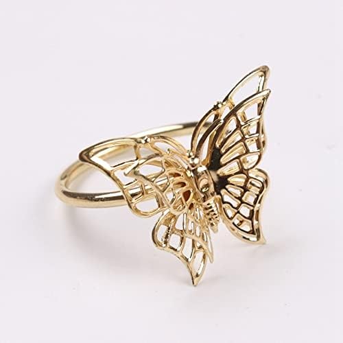 DXMRWJ 6pcs Butterfly salvetni prsten restorana ručnik ručnikov hotelski stolni ukras (boja: zlatna, veličina