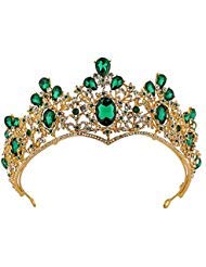 Yalice zelena kruna i tijara za mladenke krune princeze kraljice baroka Kristalna traka za glavu za mladenke za Kostimiranu zabavu