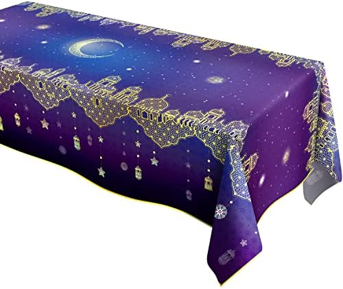 9x5FT ramazan stol za stol Eid za stol za stol za islamsko vjenčanje Rođendanski ukrasi Crescent Moon Star Lantern Starry Night Sky