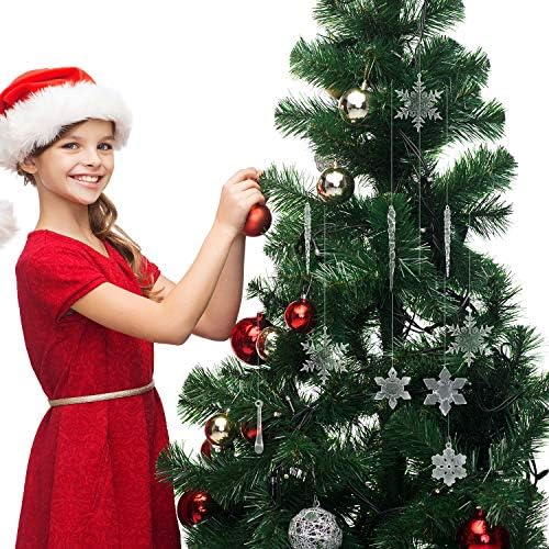 BBTO 73 komada Božić viseći akrilni ukrasi božićno drvo Icicle ukrasi Božić viseći akrilne pahuljice ukrasi za božićno drvo ukrasi