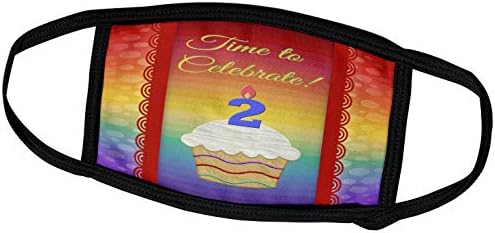 3drose dizajn rođendanskog poziva za rođendan - Cupcake, broj svijeća, vrijeme, proslavite 2 godine pozivnicu - maske za lice