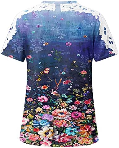 Vrhovi za žene čipkaste kratke rukave 2023 Dressy Casual Tunic Shirts Crewneck Tie Dye Tshirt bluze Trendy pulover