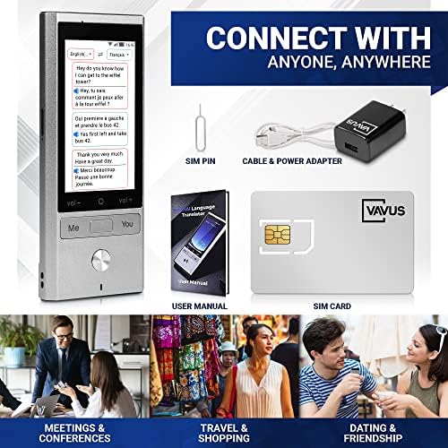 Vavus uređaj za prevođenje jezika-ugrađeni Plan podataka-SIM kartica, WiFi & amp; Offline prijevod-109 jezika i dijalekata, Bluetooth