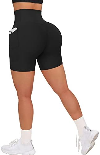 Ženski prekriženi treneri šorc 5 Visoka stručna teretana joga biciklističke gaćice s džepovima