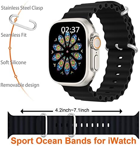 Ocean Band kompatibilan sa Apple Watch Band 49mm 45mm 44mm 42mm 41mm 40mm 38mm, podesivi sportski bend Ženski kaiš sa titanijumskom