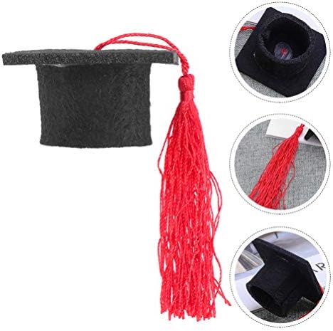 BESTOYARD 4kom bkack diplomska kapa sa crvenim resicama Mini grad šešir 2021 diplomska zabava dodatak za fensi haljine Foto rekviziti