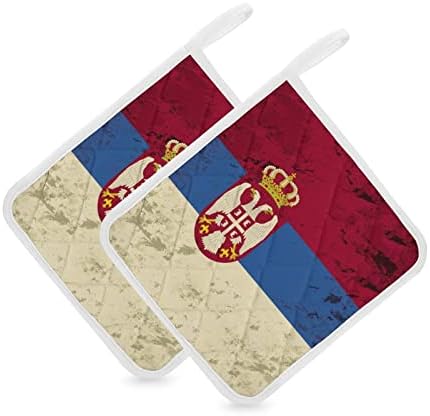 Vintage srpska zastava Držači za toplotne jastučiće otporne na toplinu za kuhanje kuhinje dvodijelni set