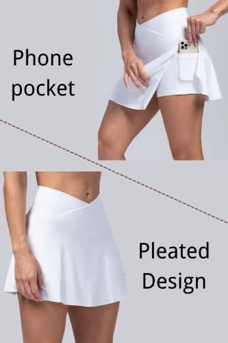 Almaree teniska suknja za žene sa džepom kratke hlače Crossover visokog struka Atletika Skort outfits za trčanje casual
