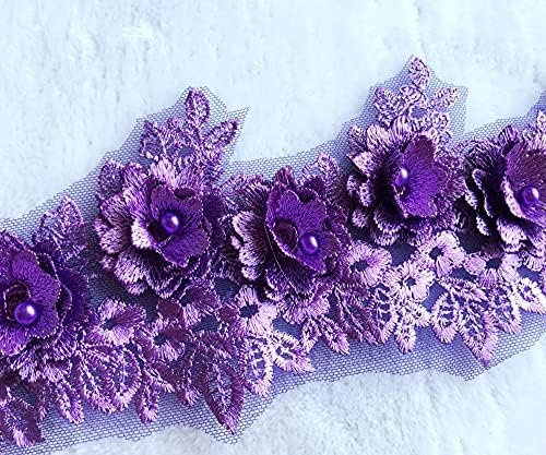 Slatiom 3D trodimenzionalni cvijet ljubičasti čipkasti čipke zakrpe za haljinu