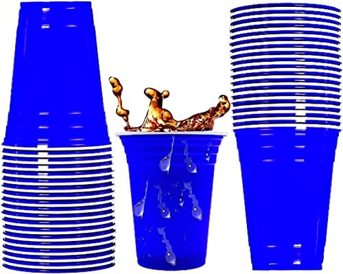 Worcofy plave plastične čaše za jednokratnu upotrebu - plave čaše 50 brojeva partne šalice su snažne i čvrste čaše za jednokratnu