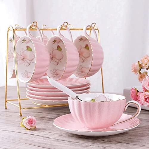 Trexd Bone Kina Kina Pastoralni čaj za popodne čaj keramički čaj crni čaj čaja kašika čaša ružičasta
