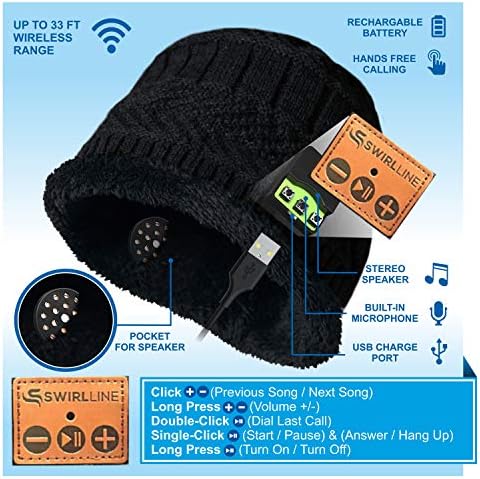 Bežična belija - bežični slušalica HAT i šal set za zimske vanjske muškarce žene topli pleteni muzički šešir crne boje