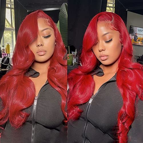 AISI QUEENS Red Lace prednje perike ljudska kosa za žene duga ravna vatrena crvena boja ljudska kosa 13x4 čipka prednja perika