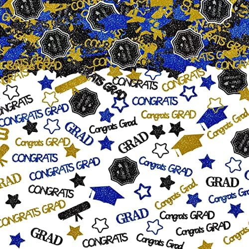 Diplomiranje Confetti 2023 Gold Blue Black, 200 komada Glitter Diplomski ukrasi klase 2023, dvostrano 2023 Dekoracije za maturu, diplomirani