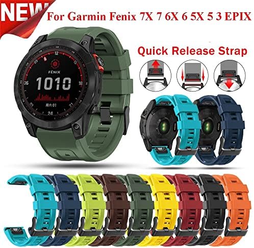 DJDLFA 26 22mm Silikon Brzo puštanje kaiševa za Garmin Fenix ​​7x 6x 5x 3hr Watch EasyFitni nosač za narukvicu za Fenix ​​7 6 5 sat