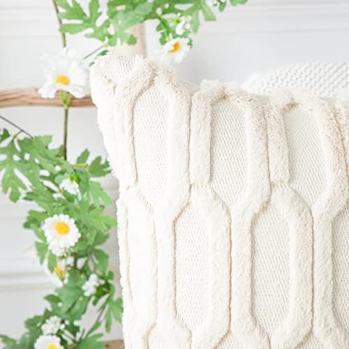 MADIZZ set od 2 meka plišana kratka vuna baršunastog natkriveno jastuk na poklopcu 12x12 inčni bež kvadratni luksuzni jastuk jastuk