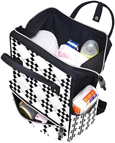 Crno bijelo ponavljanje geometrijske kemske torbe uzorak ruksaka ruksaka za bebe nazivne torbe za promjenu multi funkcije velike kapacitete