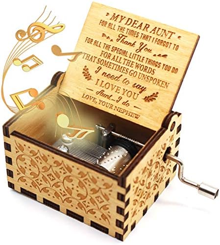 Ukebobo Wooden Music Box - Vi ste moja glazba za sunčanje, od nećaka do tetke, jedinstvena muzička kutija za tetku - 1 set
