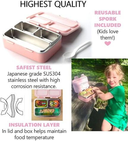 Paket od nerđajućeg čelika Mini Bento kutija za ručak za malu djecu za dnevni boravak od 3+ + ruksak za predškolsko vrtiće za djevojčice