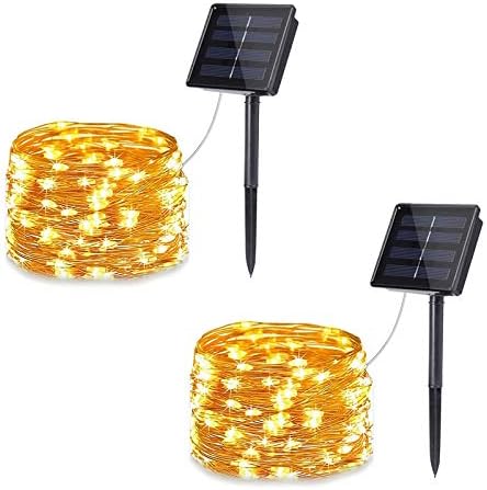 HDHYFH 66FT 200 LED solarna svjetlost solarna svjetlost, božićna solarna vila za solarno napajanje jasno vodootporna, bakrena žica