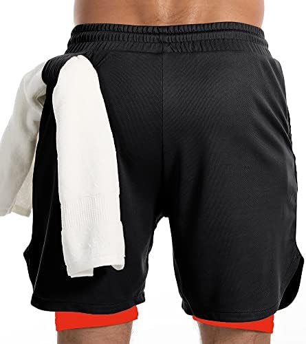 Flevea Muške 2 u 1 vježbanje trčanja kratke hlače Atletska joga teretana 7 kratka odjeća sa bočnim džepovima