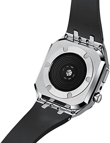Bik gumeni remen + Case AP mod od nehrđajućeg čelika za Apple Watch seriju 8/7 45mm, luksuzni zamjenski pojas i okvir za IWATCH Serie