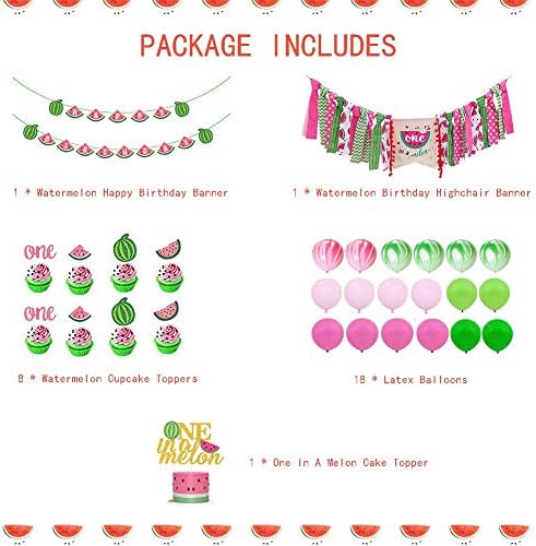 Pratyus Watermelon Baby Boy Girls 1. rođendanski ukrasi za zabavu Ljetna voćna tema Party Favors Kit s jednim u toplom toku za toku,