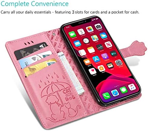 Zyzx iPhone 11 Cartoon Girl Wallet Case, preklopna telefonska školjka u stilu mačke psa sa utorom za kreditne kartice i postoljem