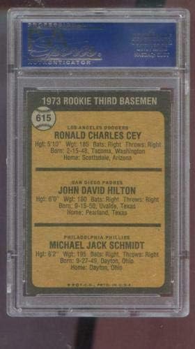 1973 TOPPS 615 Rookie treći basemen Mike Schmidt RC PSA 6 Ocjenjivanu bejzbol karticu - Bejzbol kartice u ploči