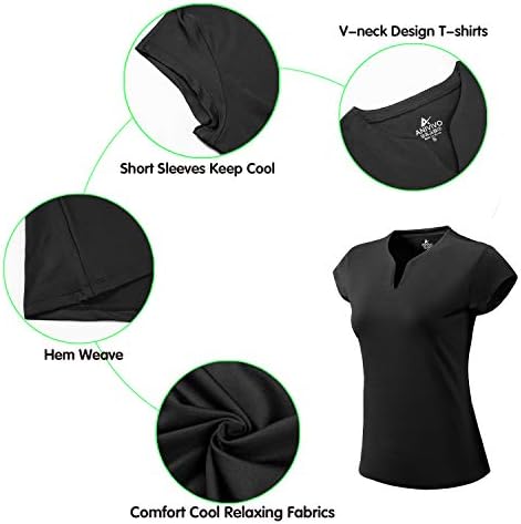 Teniske košulje za žene kratke rukave, čvrsti golf T košulje V-izrez trčanje za želuca za žene
